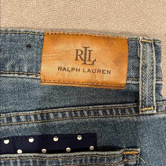 Lauren Ralph Lauren Blue Patchwork Straight Leg Jeans - Picture 5 of 8